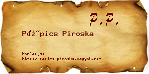 Pápics Piroska névjegykártya