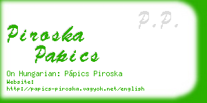 piroska papics business card