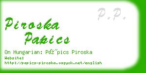 piroska papics business card